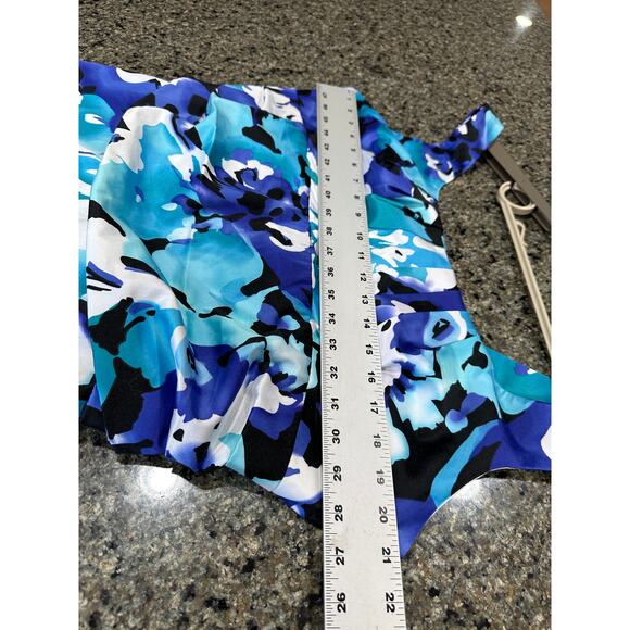 Bisou Bisou Midi Dress Plus 22W Blue White Floral All Over Print Sleeveless - Picture 5 of 5